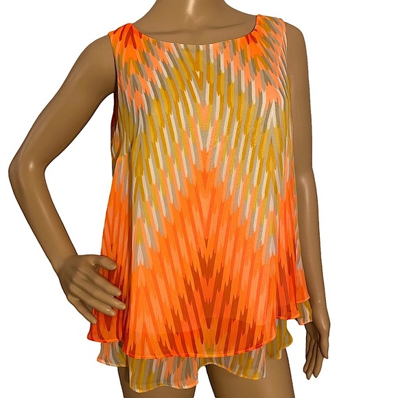 Worthington Tops - WORTHINGTON | BRIGHT CHEVRON RUFFLE TANK TOP SZ L
